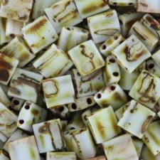 Miyuki tila 5x5mm beads - Opaque picasso yellow TL-4512